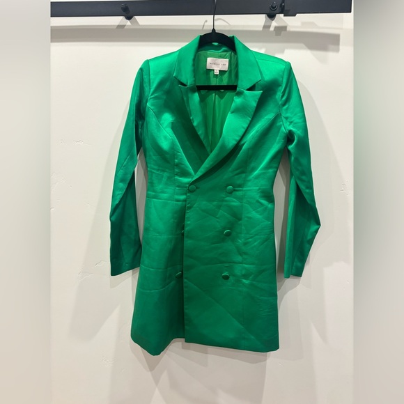 Adelyn Rae Emerald Green blazer dress Coat size small elegant statement mini - Picture 2 of 9